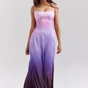 HOUSE of CB Annabelle ombre print lace up maxi dress